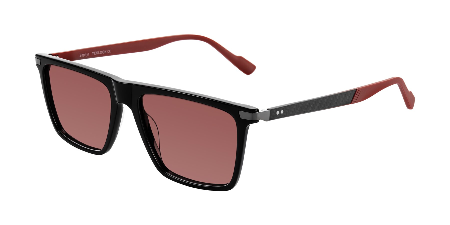 Angle of Zephyr in Black/Red with Garnet Tinted Lenses