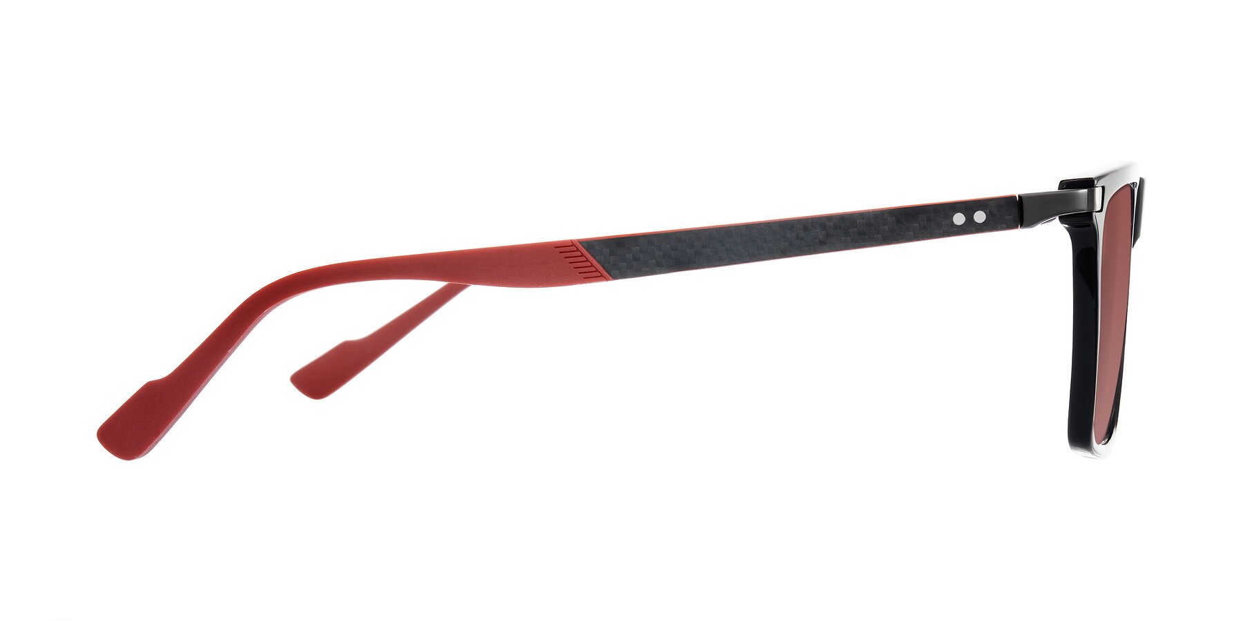 Side of Zephyr in Black/Red with Garnet Tinted Lenses