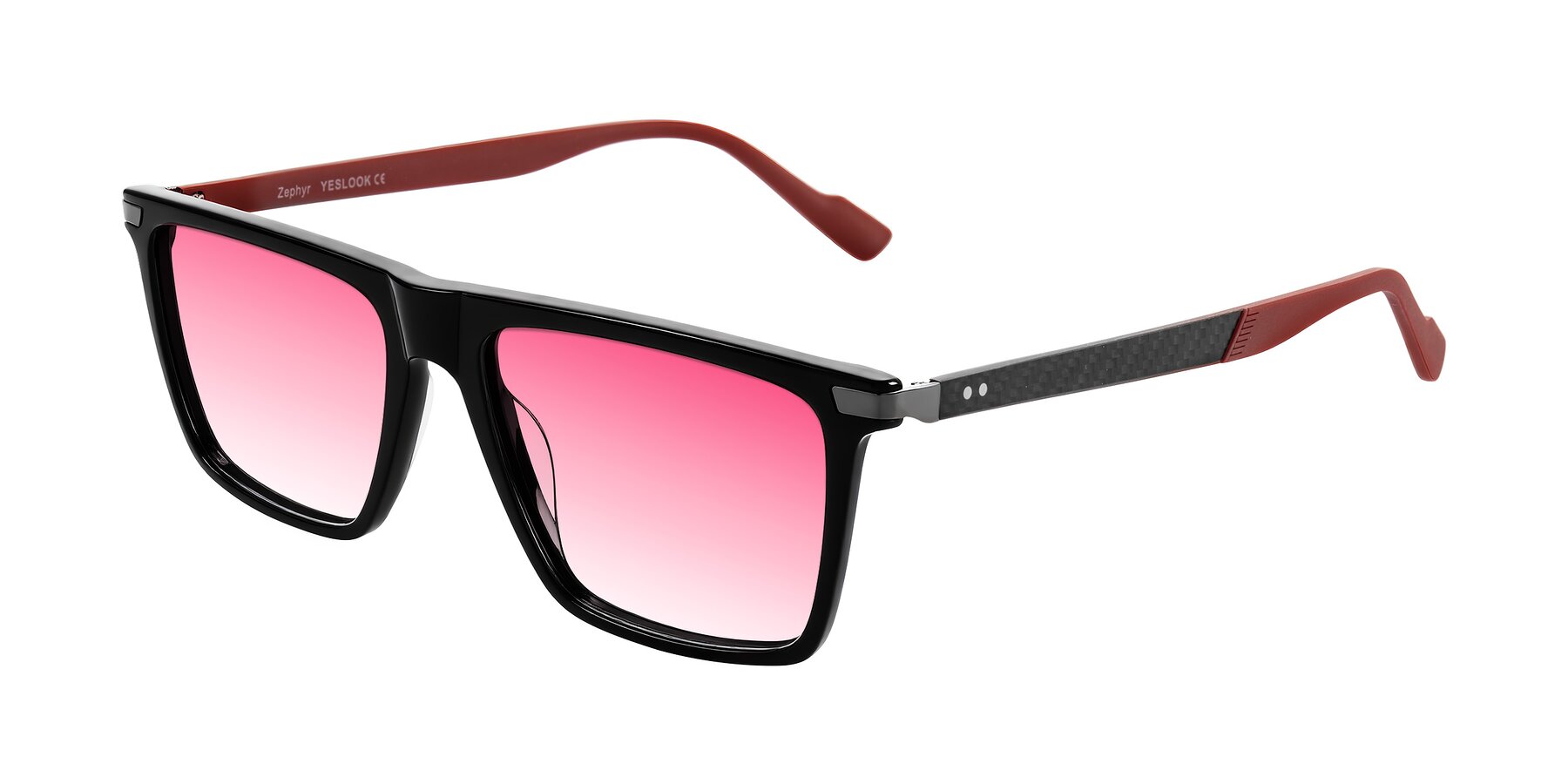 Angle of Zephyr in Black/Red with Pink Gradient Lenses