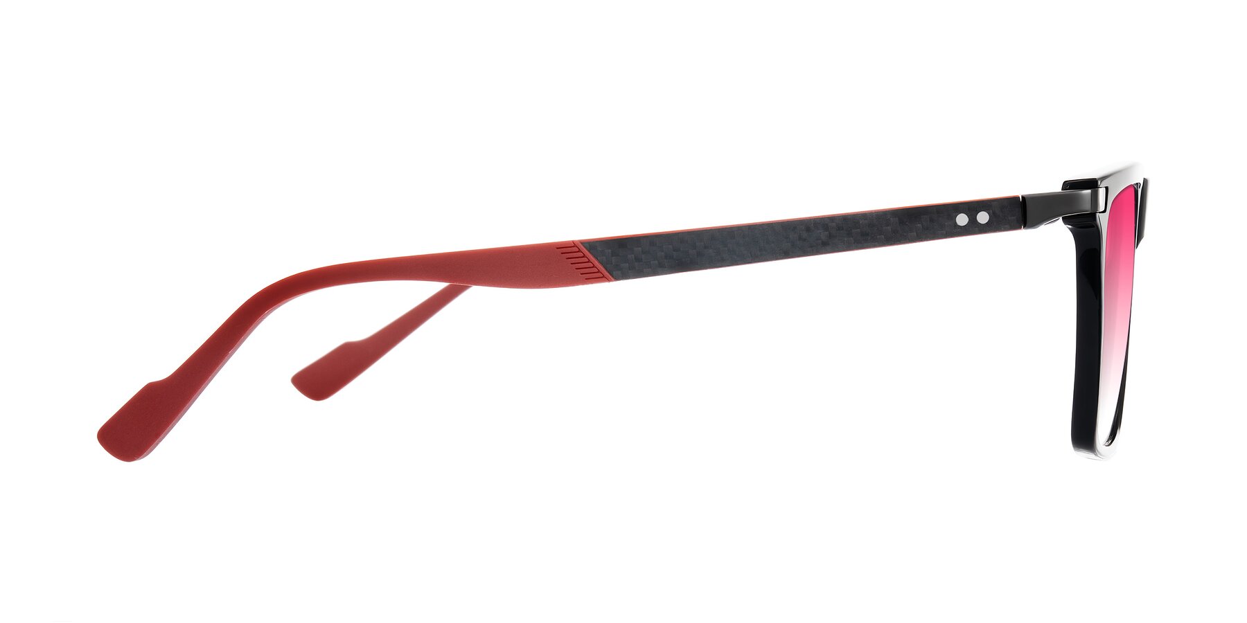 Side of Zephyr in Black/Red with Pink Gradient Lenses
