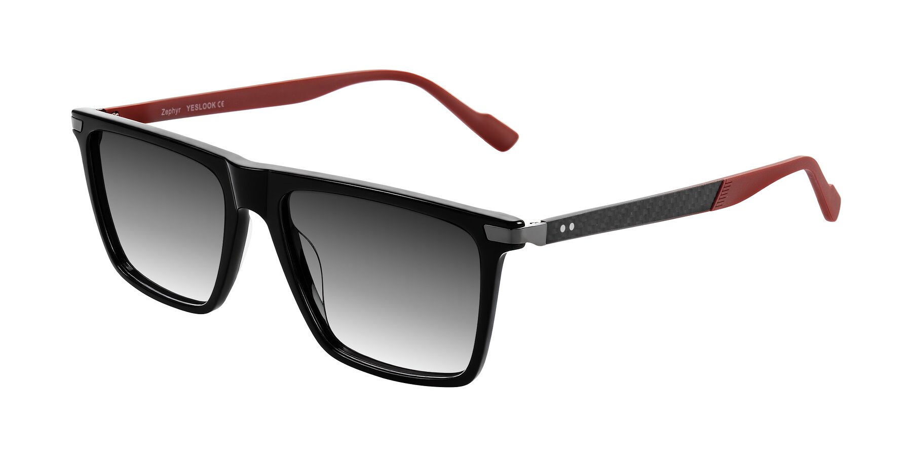 Angle of Zephyr in Black/Red with Gray Gradient Lenses