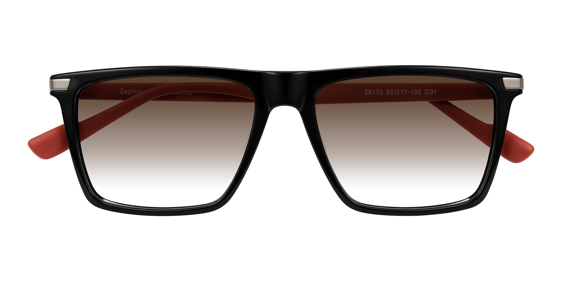 Folded Front of Zephyr in Black/Red with Brown Gradient Lenses