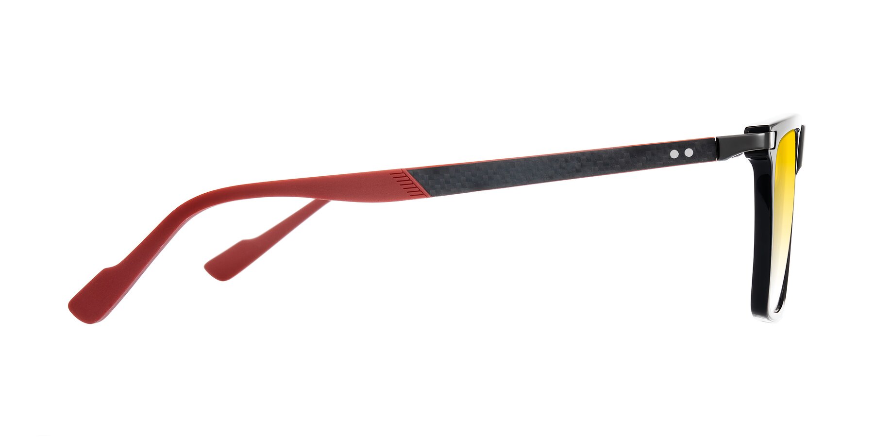 Side of Zephyr in Black/Red with Yellow Gradient Lenses