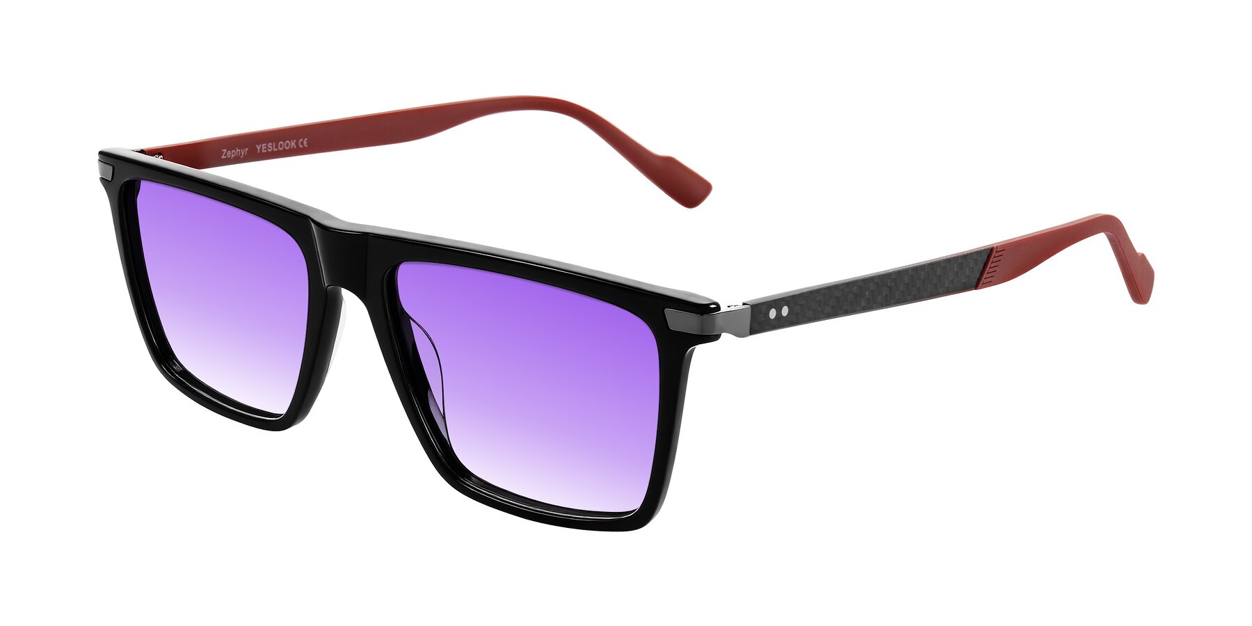 Angle of Zephyr in Black/Red with Purple Gradient Lenses