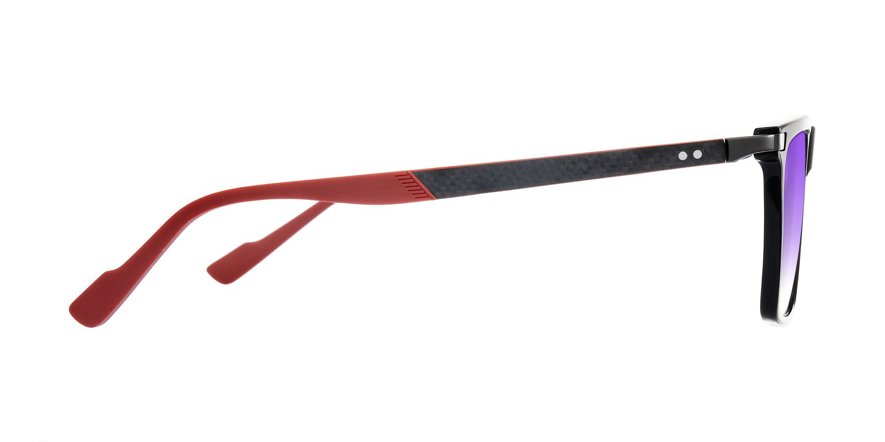 Side of Zephyr in Black/Red with Purple Gradient Lenses