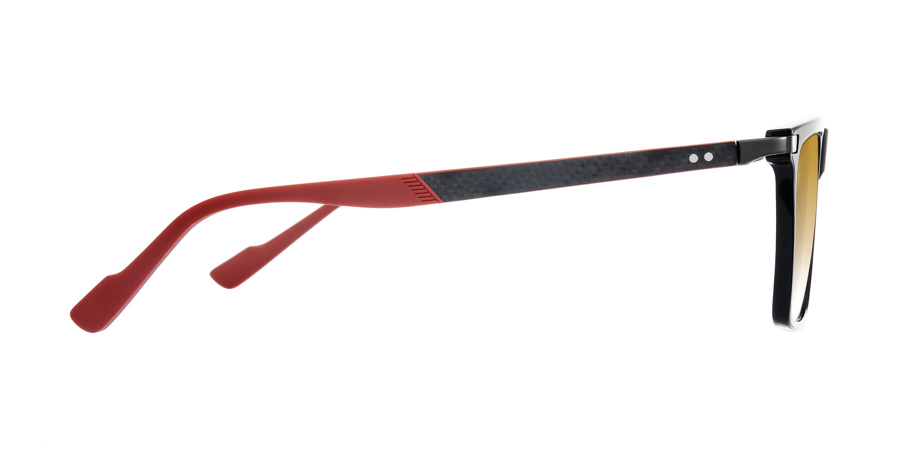 Side of Zephyr in Black/Red with Champagne Gradient Lenses