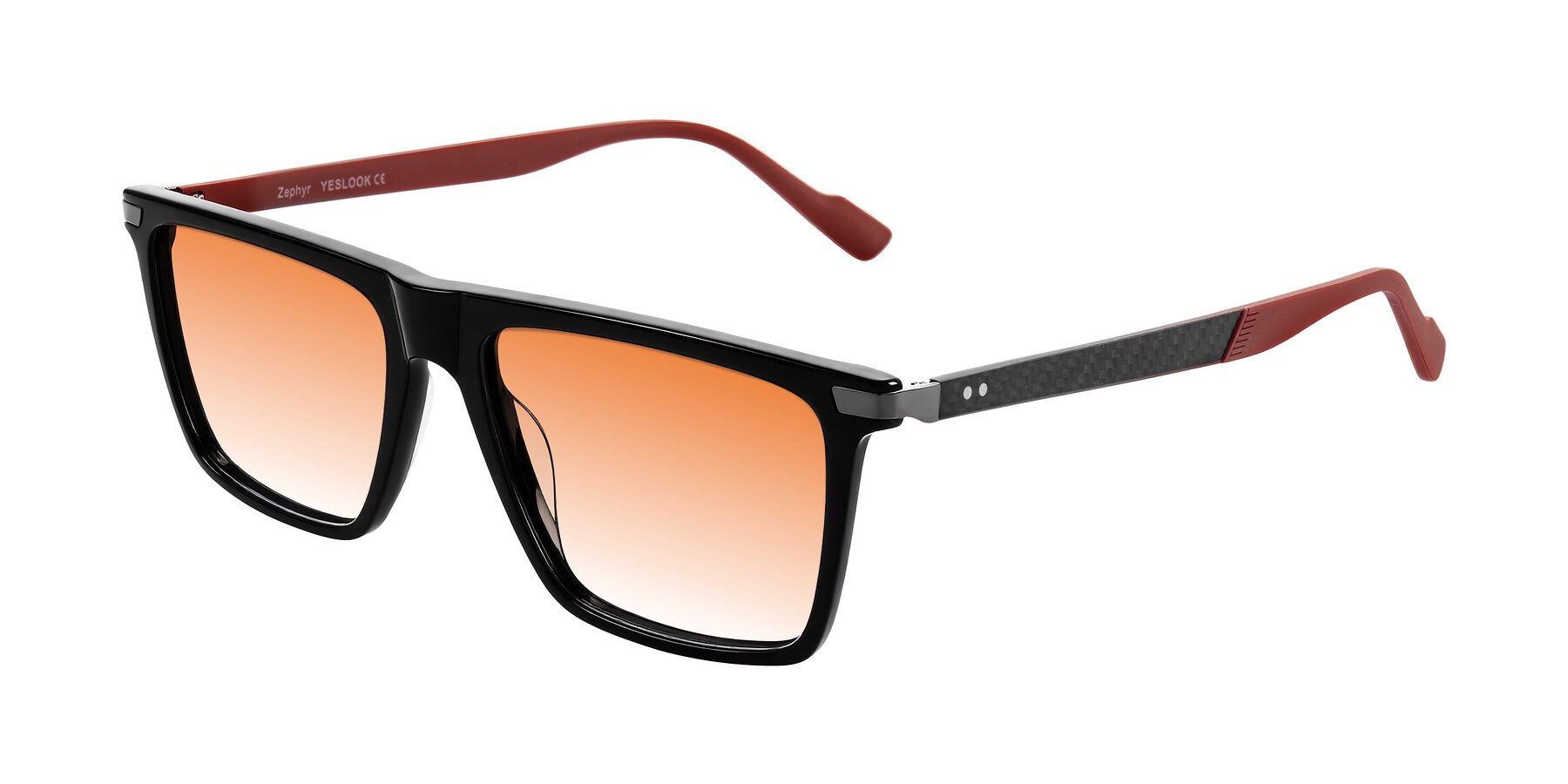 Angle of Zephyr in Black/Red with Orange Gradient Lenses