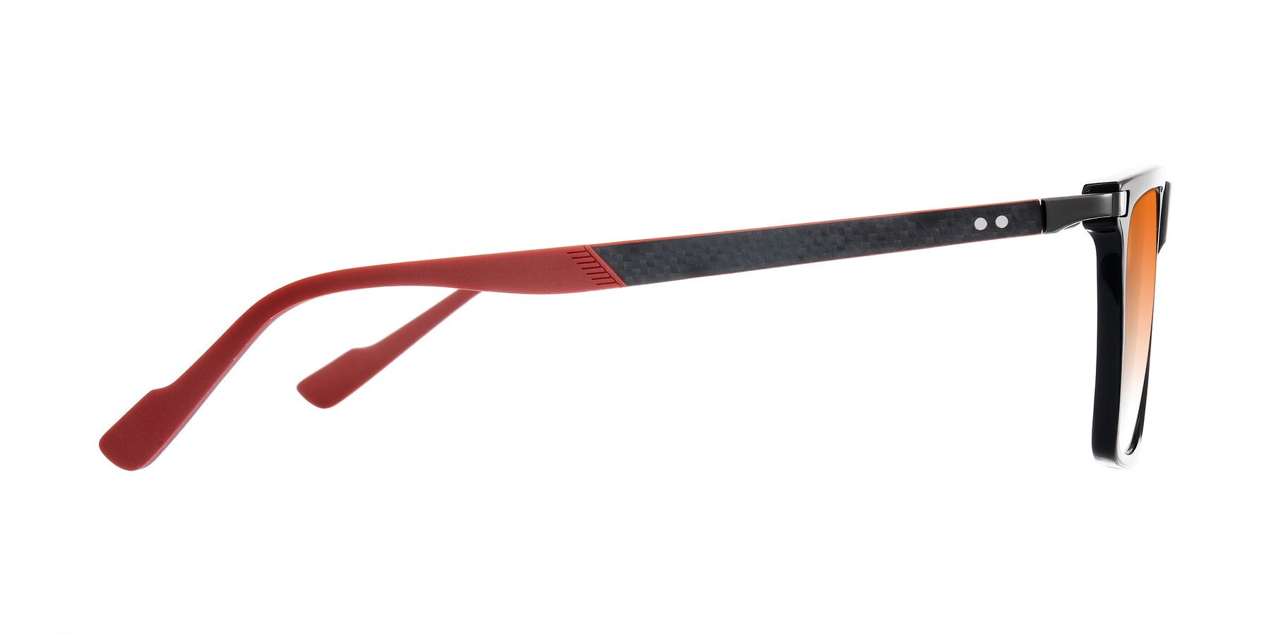 Side of Zephyr in Black/Red with Orange Gradient Lenses