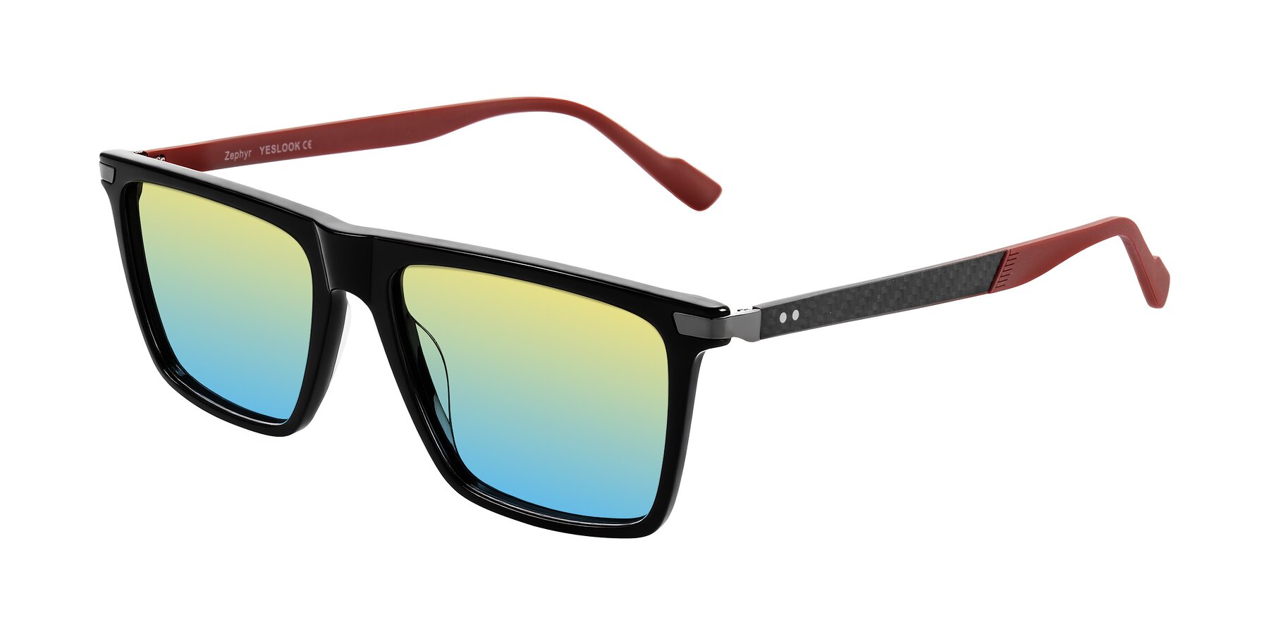 Angle of Zephyr in Black/Red with Yellow / Blue Gradient Lenses