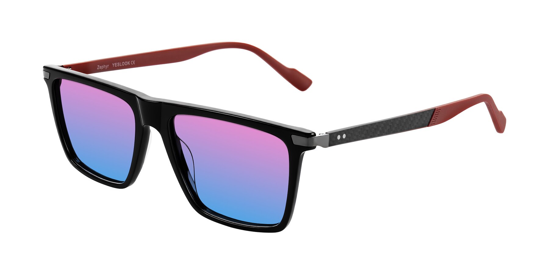 Angle of Zephyr in Black/Red with Pink / Blue Gradient Lenses
