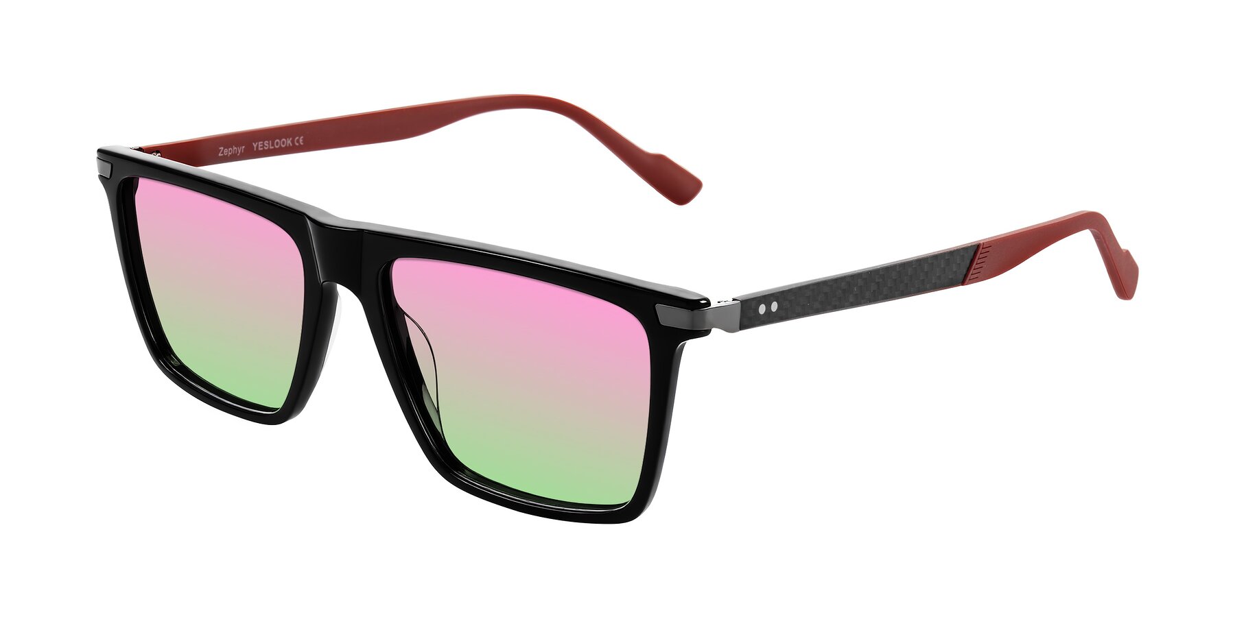 Angle of Zephyr in Black/Red with Pink / Green Gradient Lenses