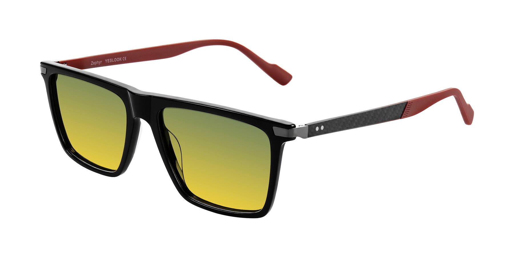 Angle of Zephyr in Black/Red with Green / Yellow Gradient Lenses