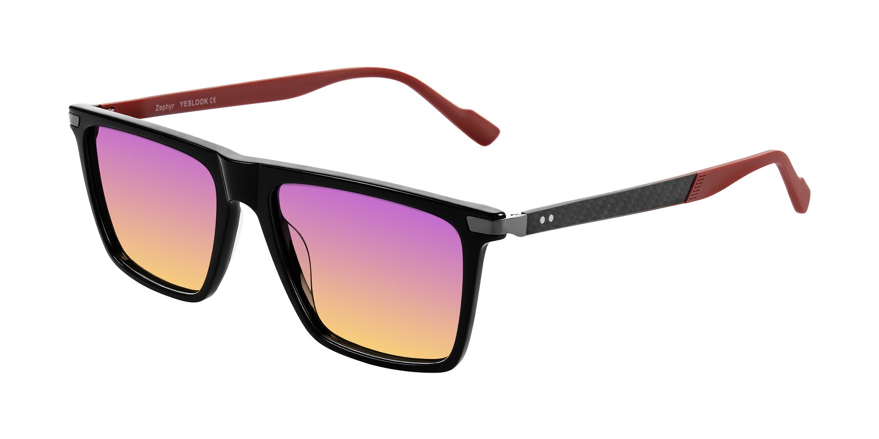 Angle of Zephyr in Black/Red with Purple / Yellow Gradient Lenses