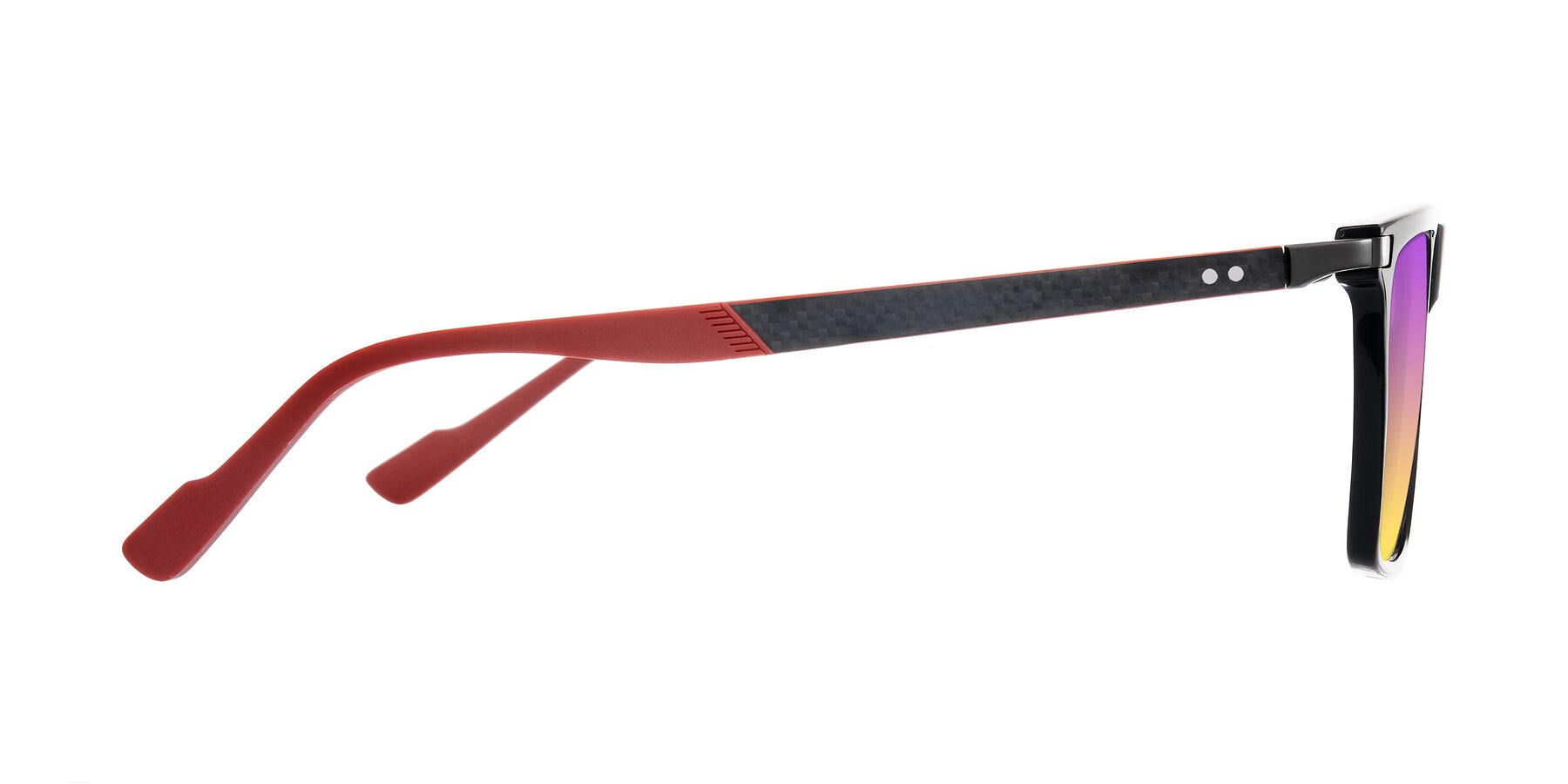 Side of Zephyr in Black/Red with Purple / Yellow Gradient Lenses