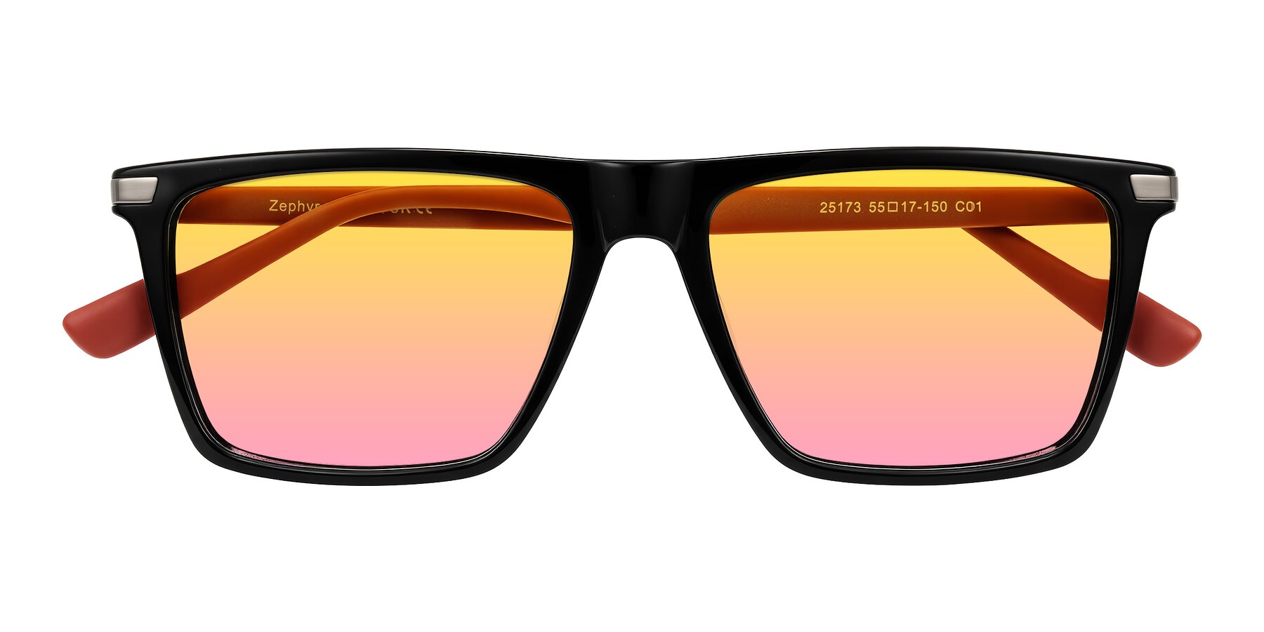 Folded Front of Zephyr in Black/Red with Yellow / Pink Gradient Lenses