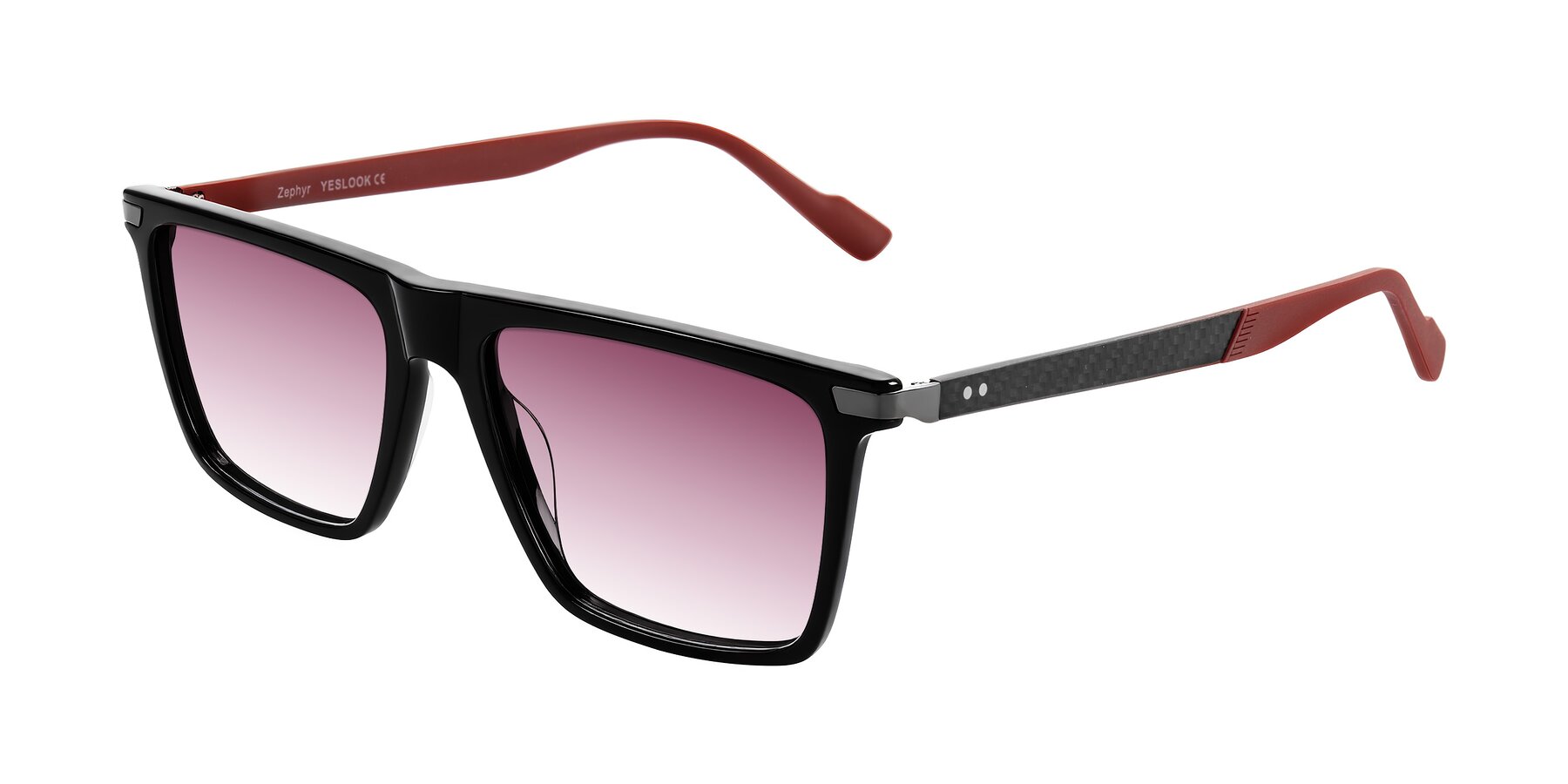 Angle of Zephyr in Black/Red with Wine Gradient Lenses