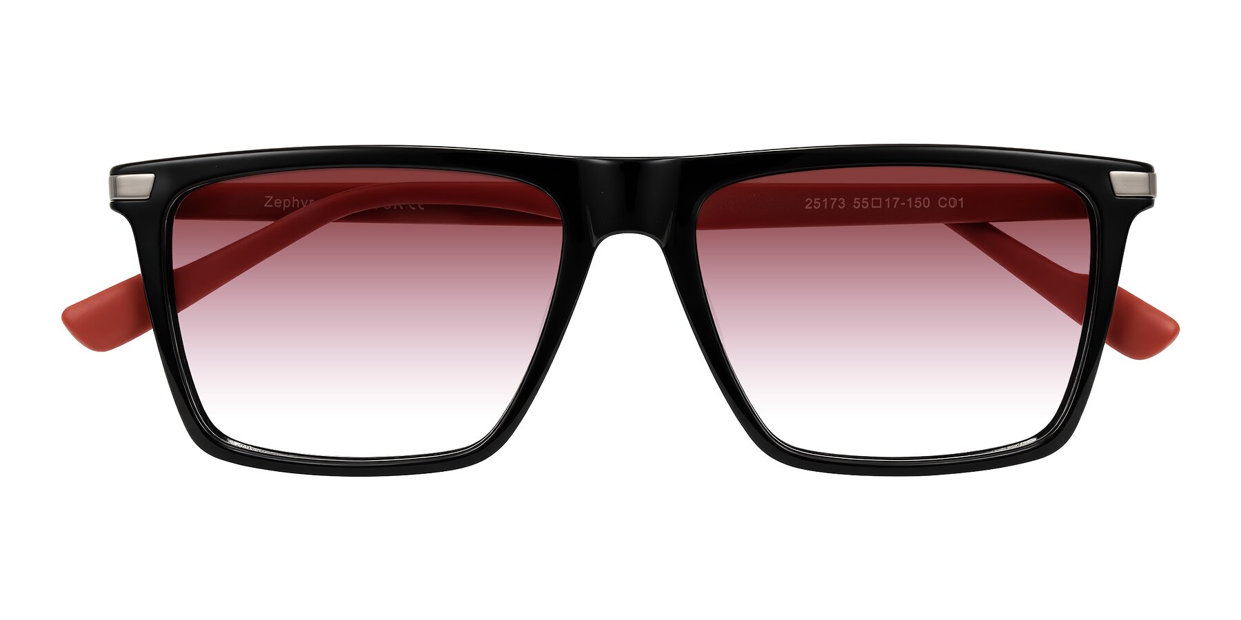 Folded Front of Zephyr in Black/Red with Garnet Gradient Lenses