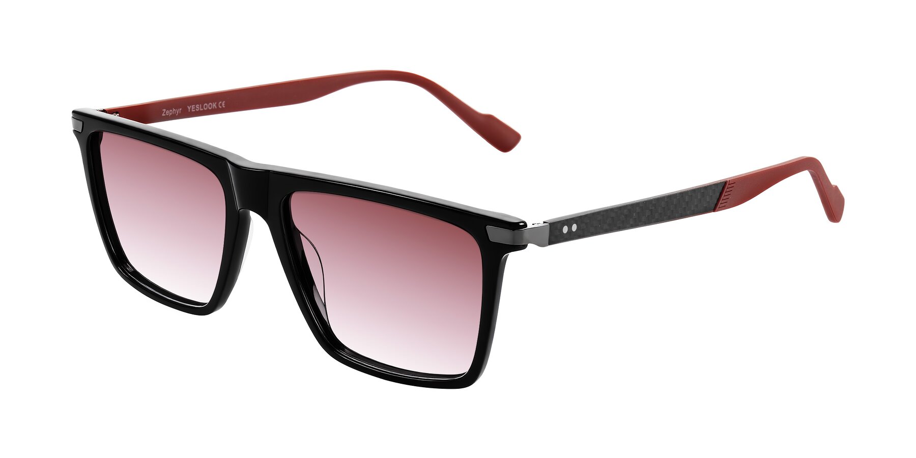 Angle of Zephyr in Black/Red with Garnet Gradient Lenses