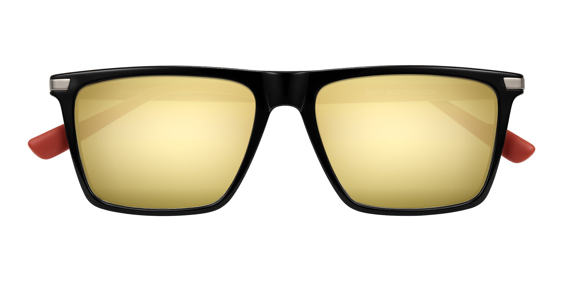 Folded Front of Zephyr in Black/Red with Gold Mirrored Lenses