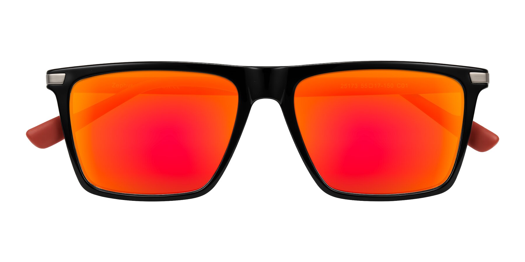 Folded Front of Zephyr in Black/Red with Red Gold Mirrored Lenses