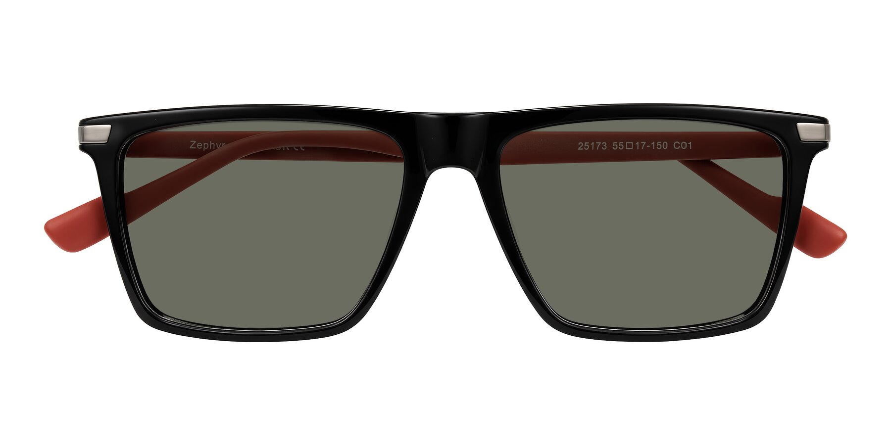 Folded Front of Zephyr in Black/Red with Gray Polarized Lenses