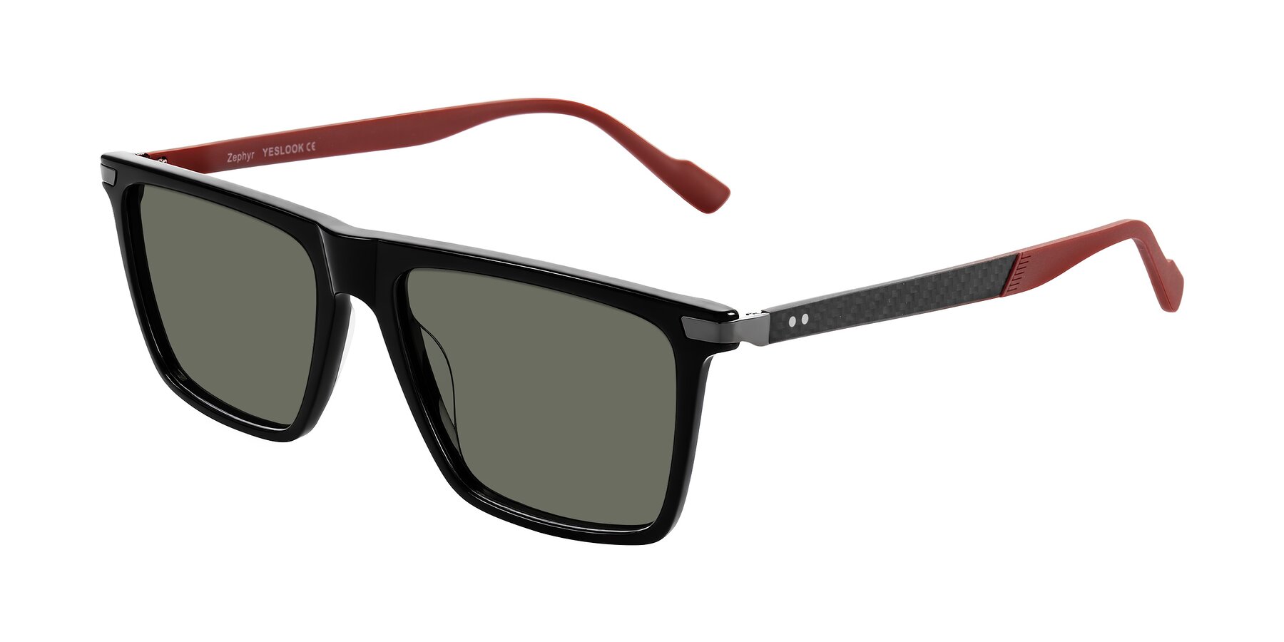 Angle of Zephyr in Black/Red with Gray Polarized Lenses