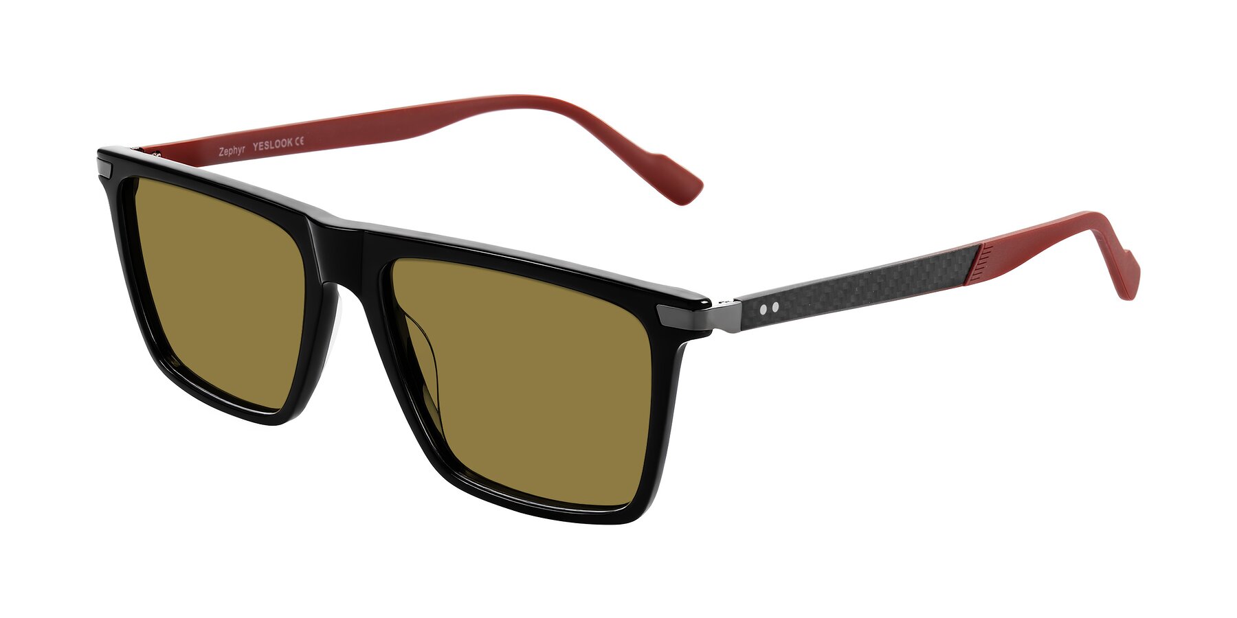 Angle of Zephyr in Black/Red with Brown Polarized Lenses
