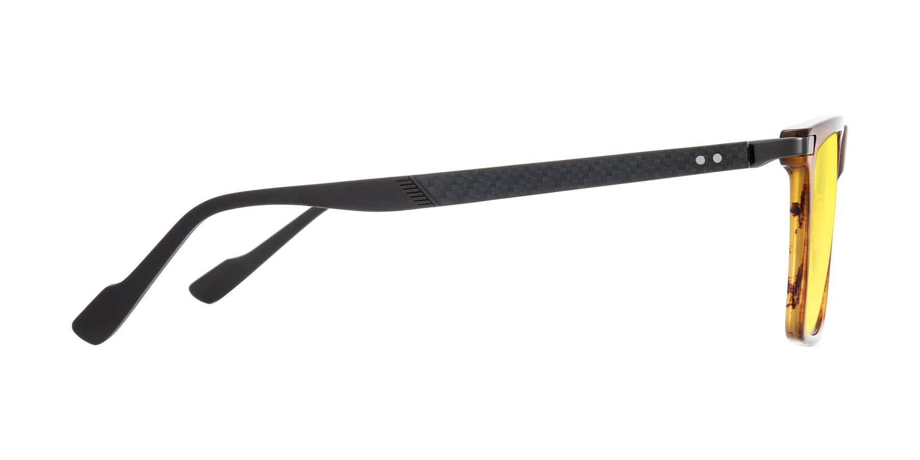 Side of Zephyr in Amber Striped/Gray with Medium Yellow Tinted Lenses