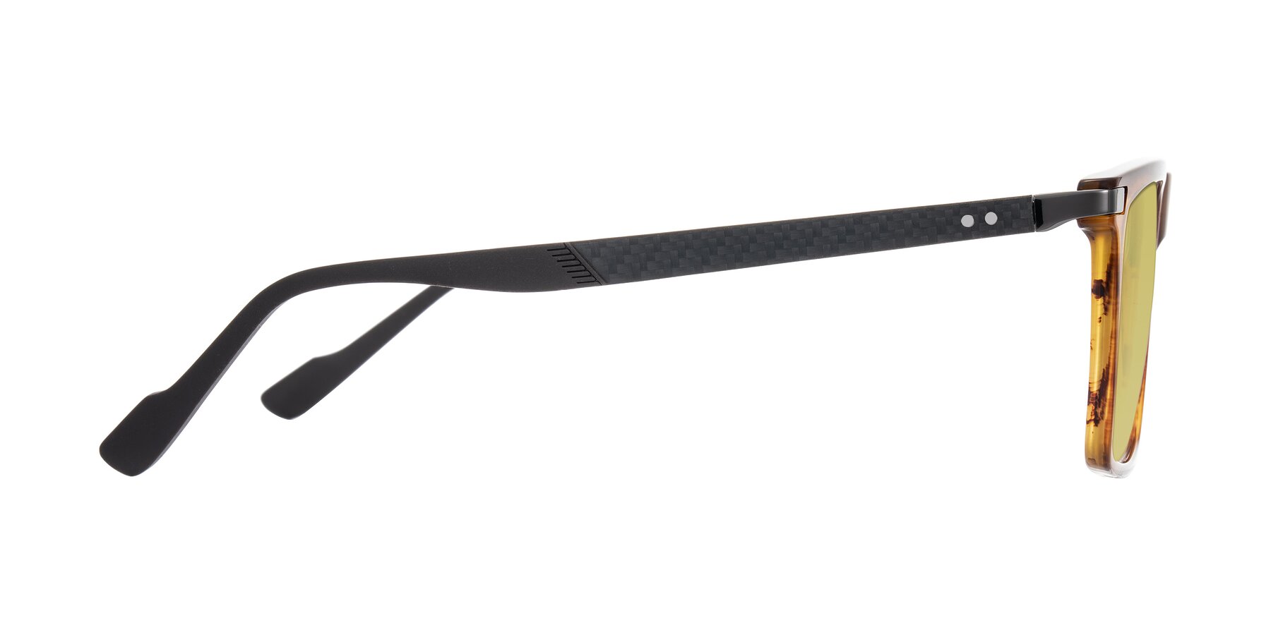 Side of Zephyr in Amber Striped/Gray with Medium Champagne Tinted Lenses