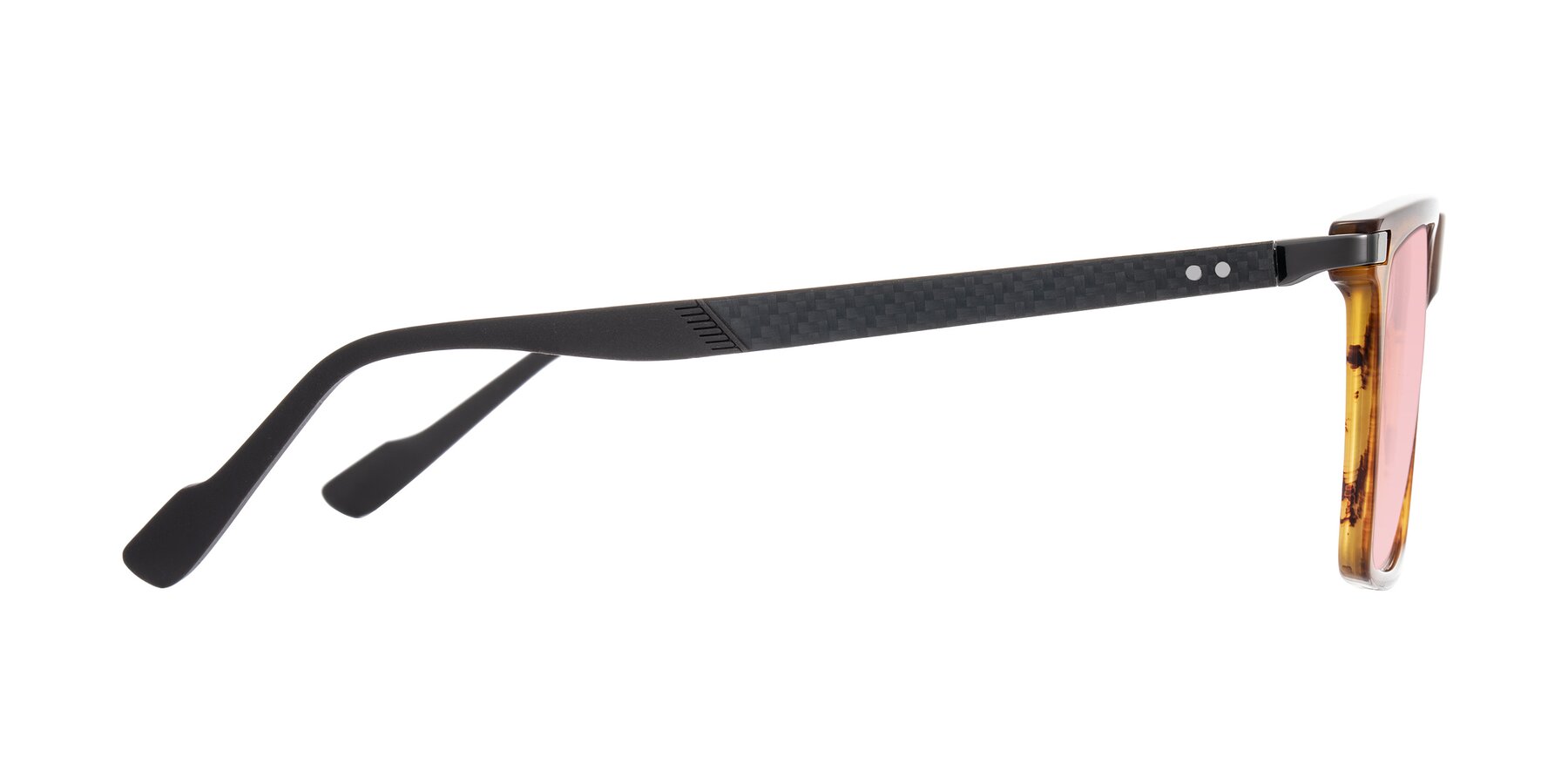 Side of Zephyr in Amber Striped/Gray with Light Garnet Tinted Lenses