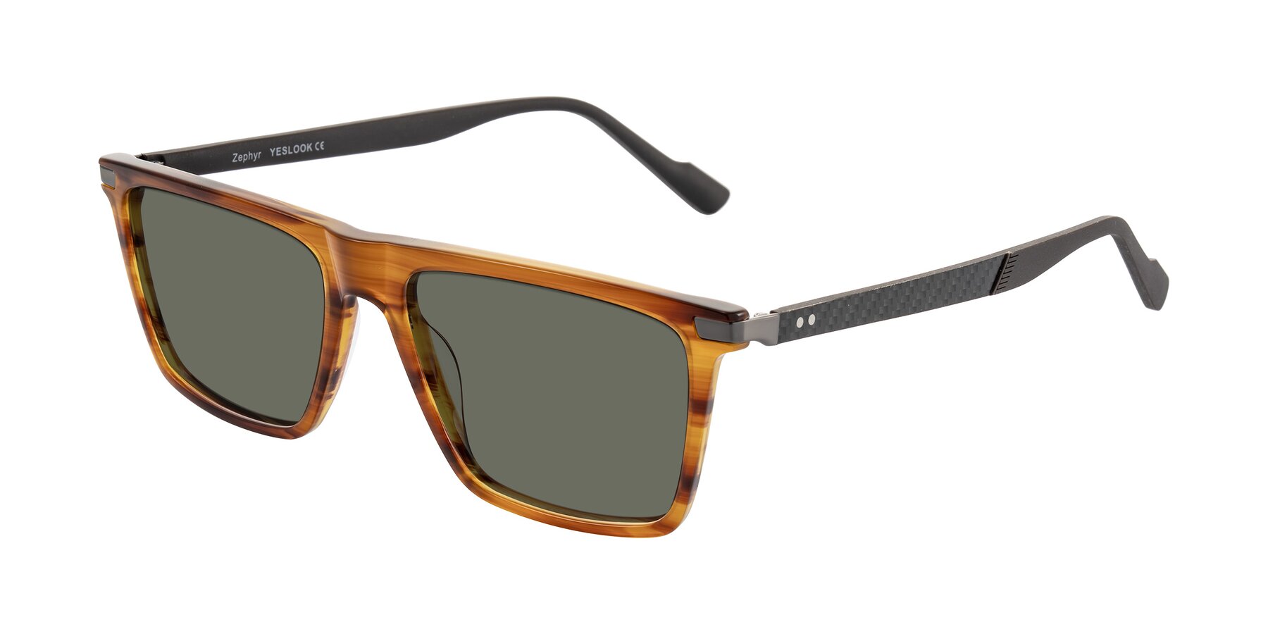 Angle of Zephyr in Amber Striped/Gray with Gray Polarized Lenses