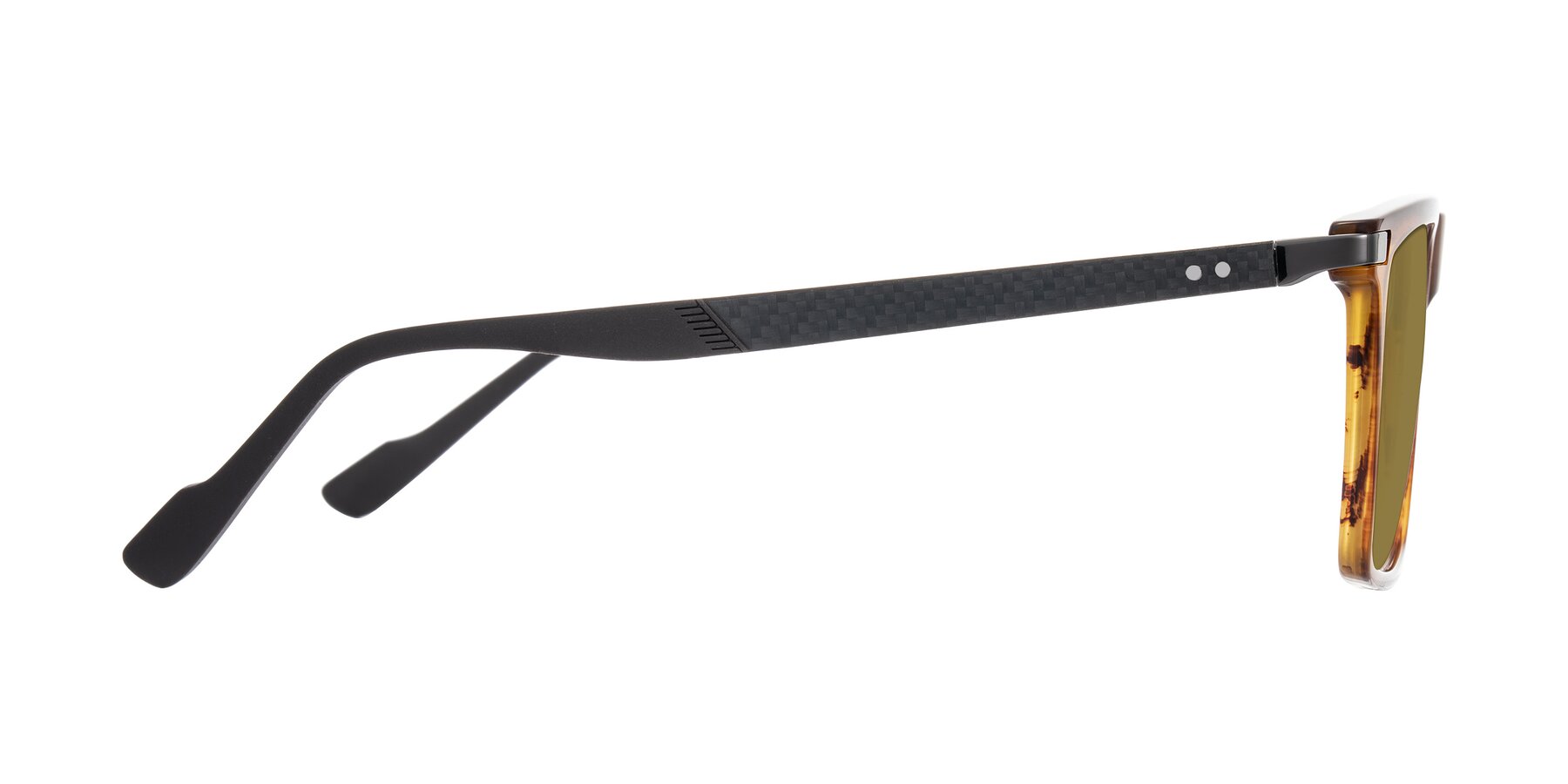 Side of Zephyr in Amber Striped/Gray with Brown Polarized Lenses