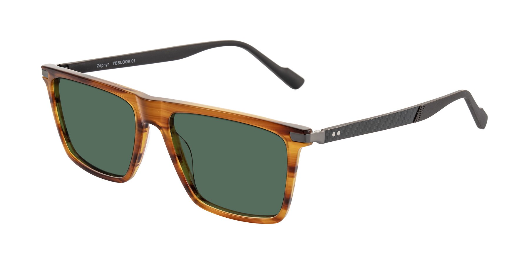 Angle of Zephyr in Amber Striped/Gray with Green Polarized Lenses