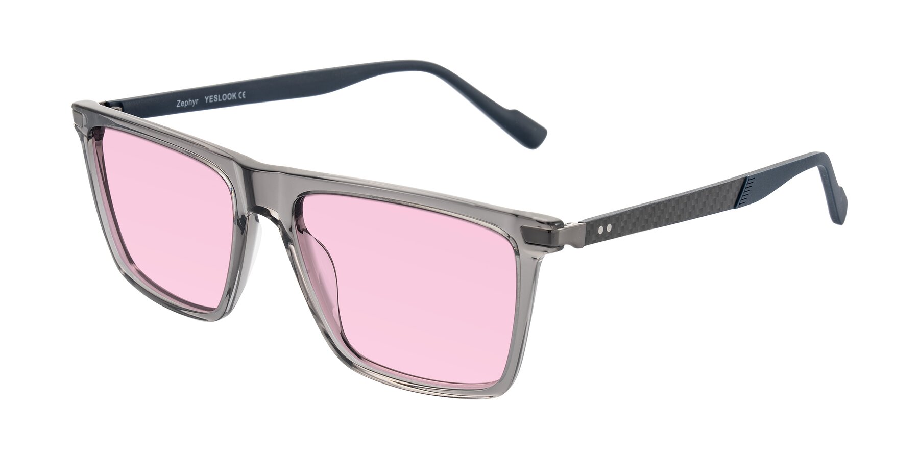 Angle of Zephyr in Transparent Gray with Light Pink Tinted Lenses