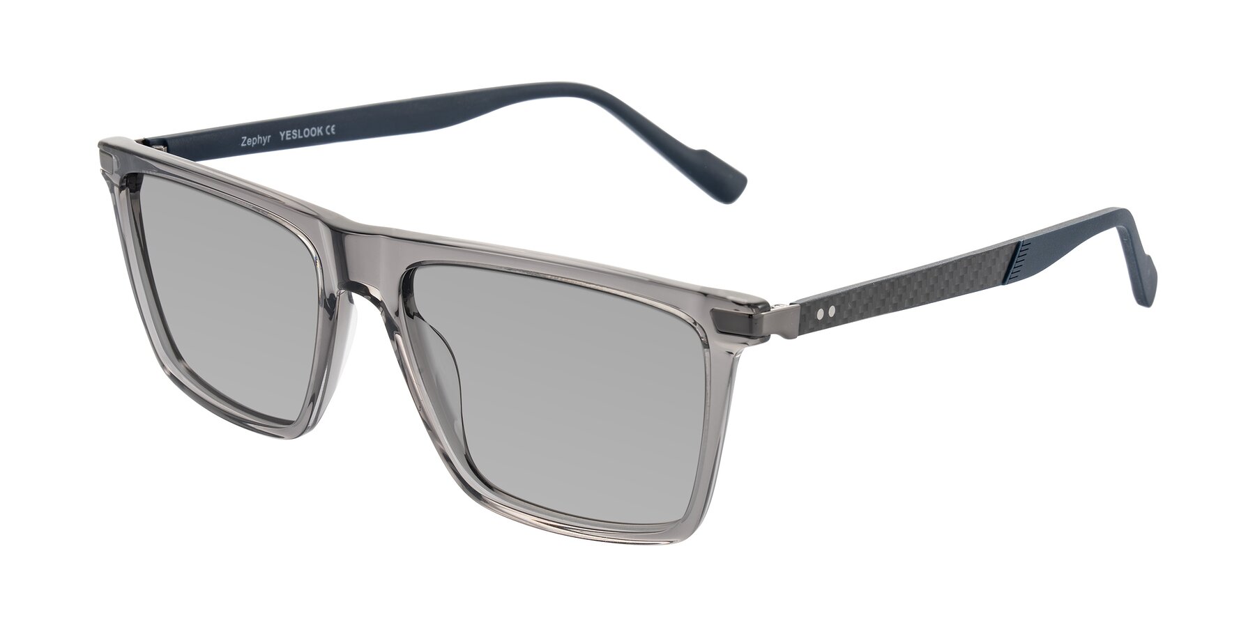 Angle of Zephyr in Transparent Gray with Light Gray Tinted Lenses