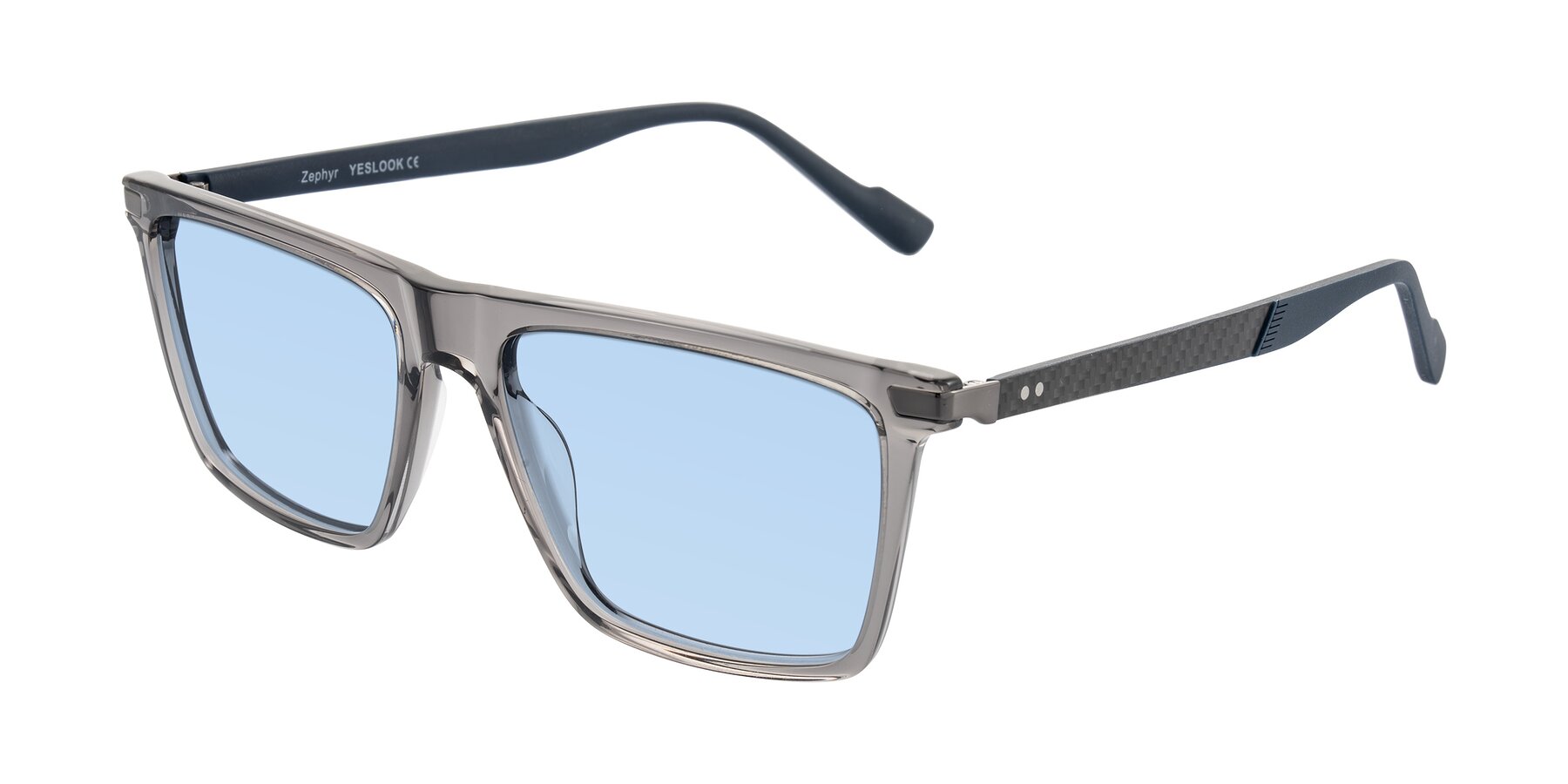 Angle of Zephyr in Transparent Gray with Light Blue Tinted Lenses