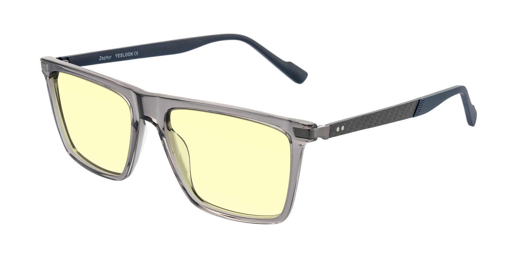 Angle of Zephyr in Transparent Gray with Light Yellow Tinted Lenses