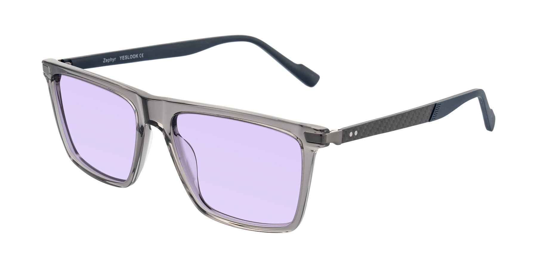 Angle of Zephyr in Transparent Gray with Light Purple Tinted Lenses
