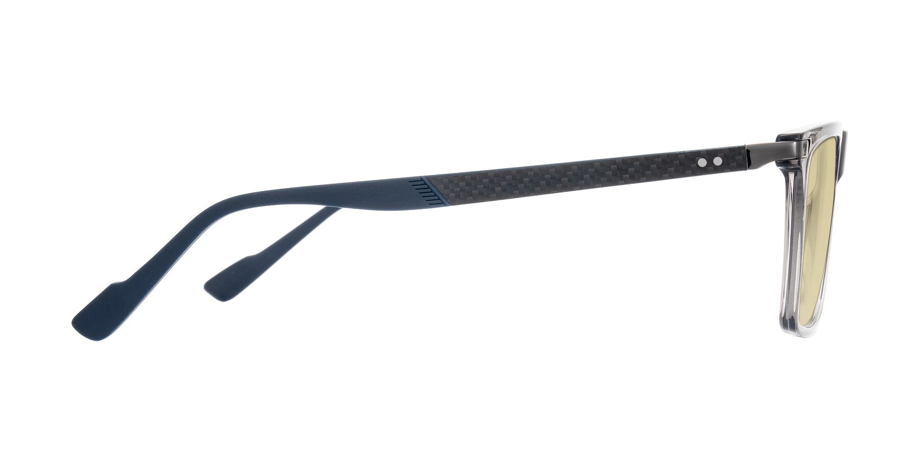 Side of Zephyr in Transparent Gray with Light Champagne Tinted Lenses