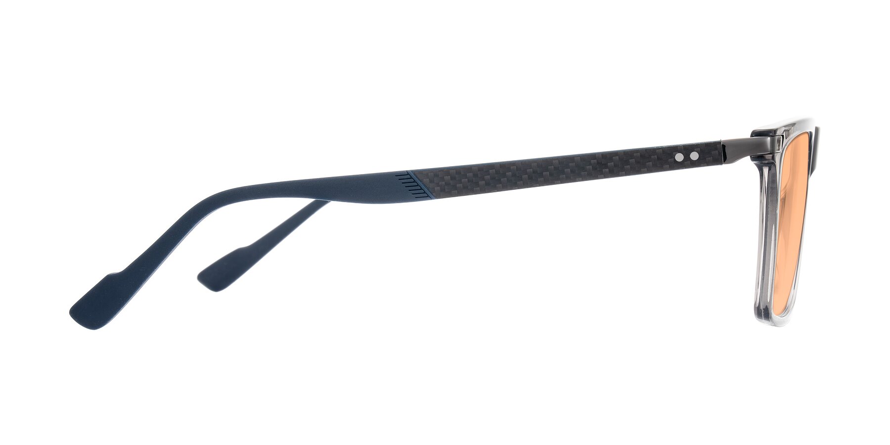 Side of Zephyr in Transparent Gray with Light Orange Tinted Lenses