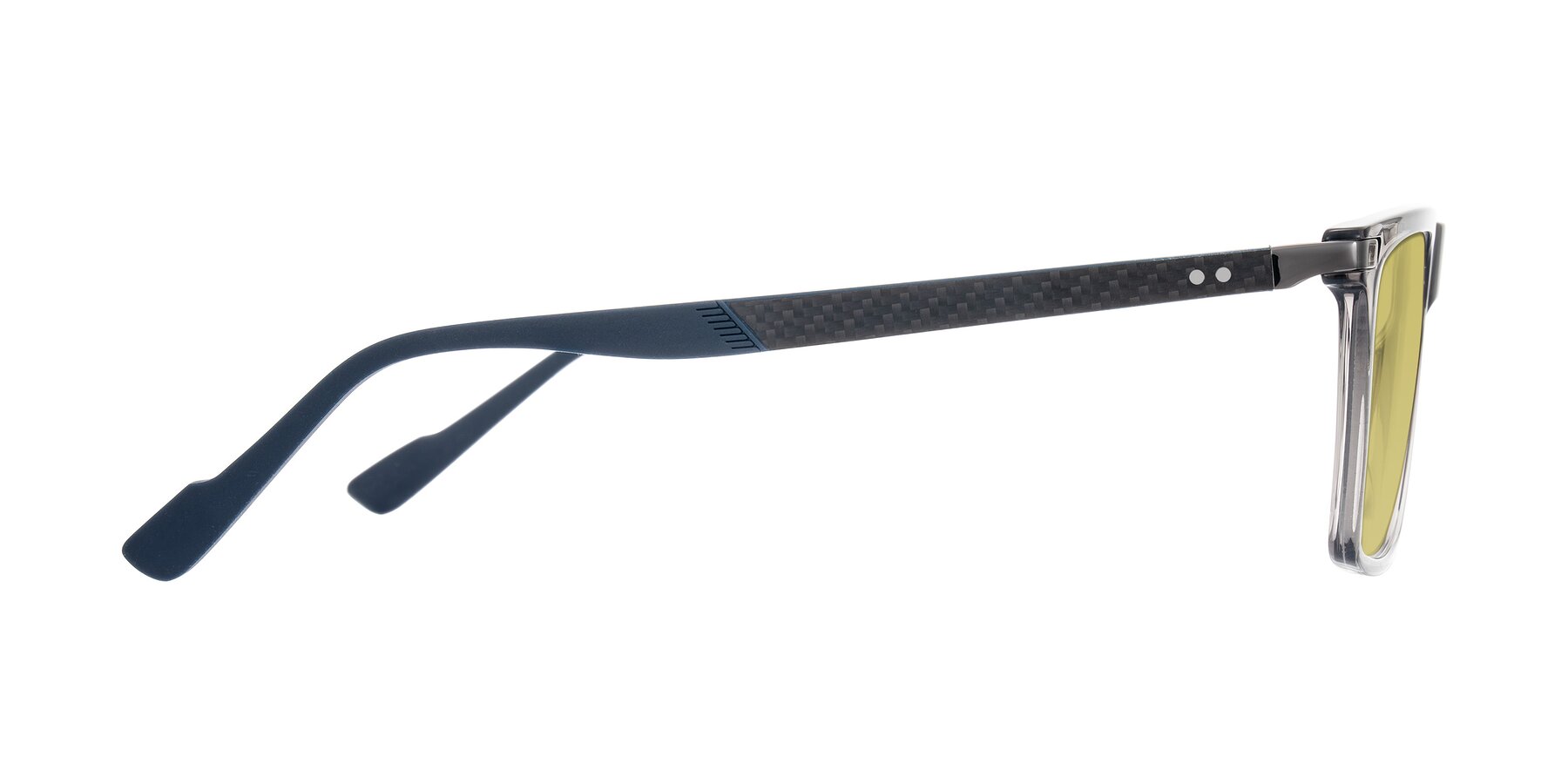 Side of Zephyr in Transparent Gray with Medium Champagne Tinted Lenses