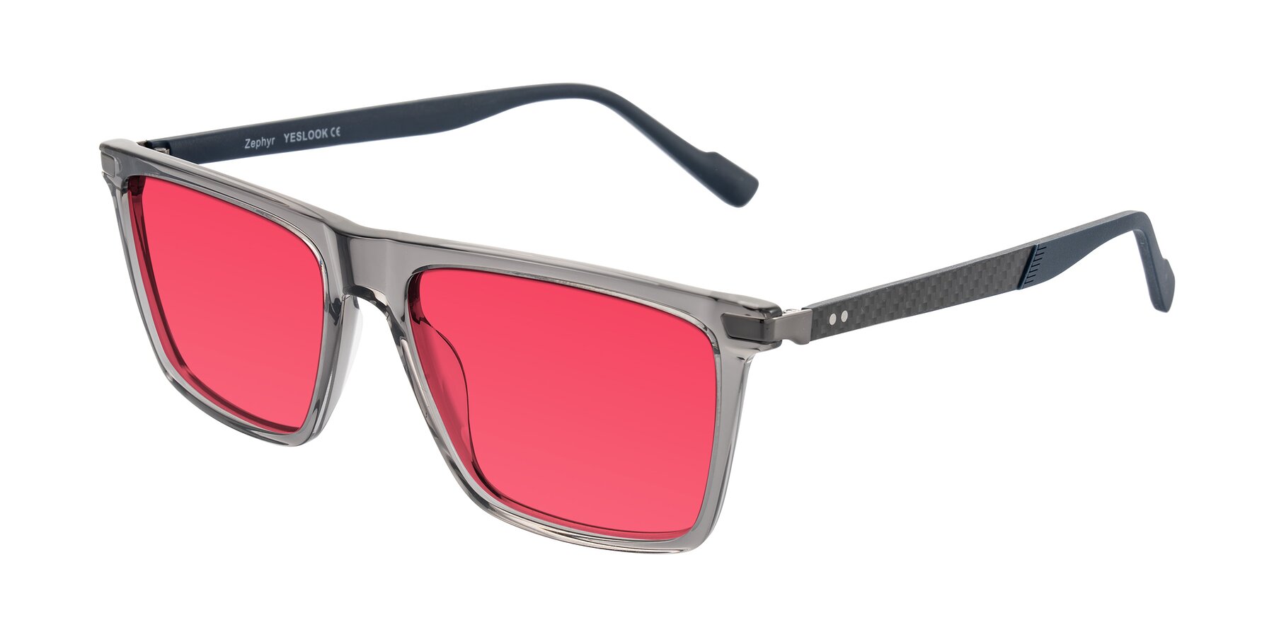 Angle of Zephyr in Transparent Gray with Red Tinted Lenses