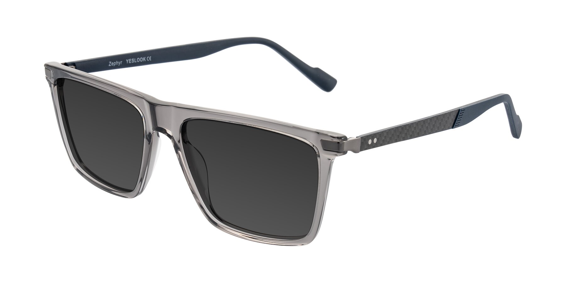 Angle of Zephyr in Transparent Gray with Gray Tinted Lenses