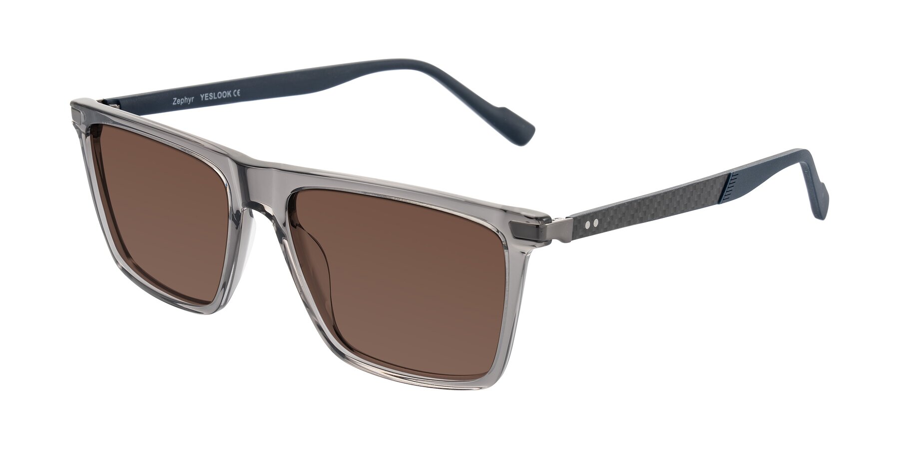 Angle of Zephyr in Transparent Gray with Brown Tinted Lenses