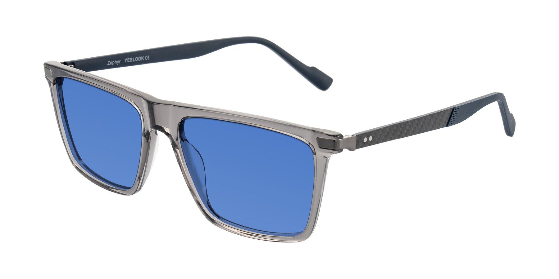 Angle of Zephyr in Transparent Gray with Blue Tinted Lenses
