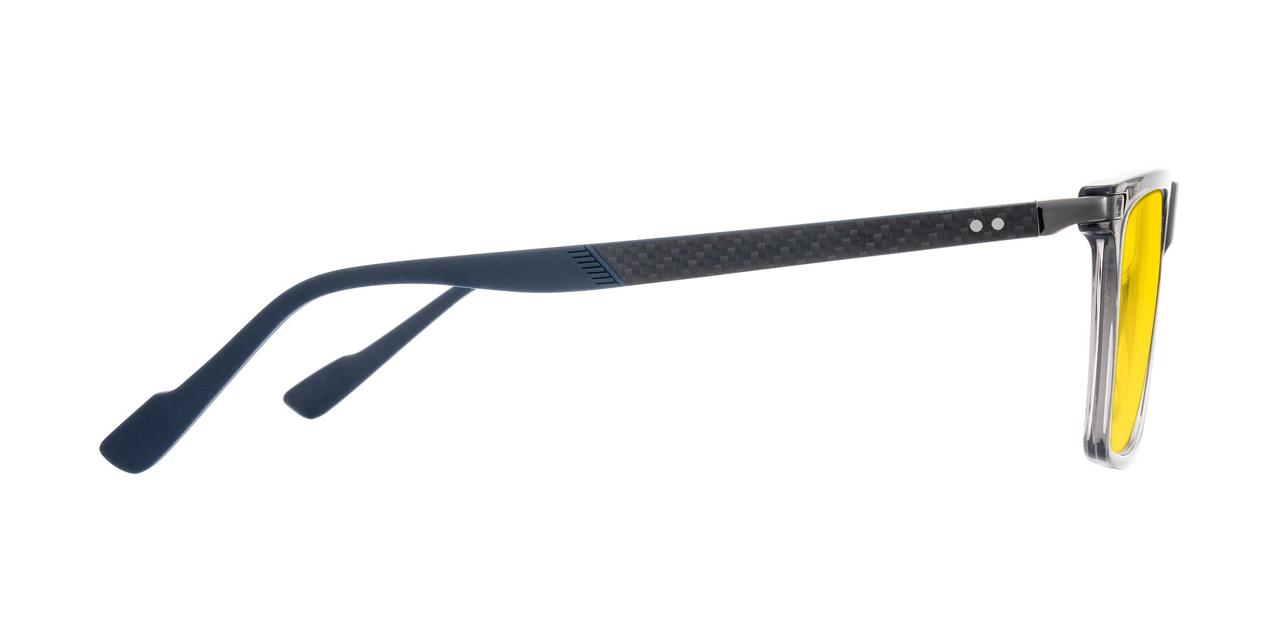 Side of Zephyr in Transparent Gray with Yellow Tinted Lenses