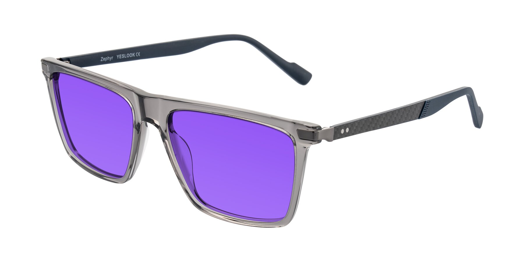 Angle of Zephyr in Transparent Gray with Purple Tinted Lenses