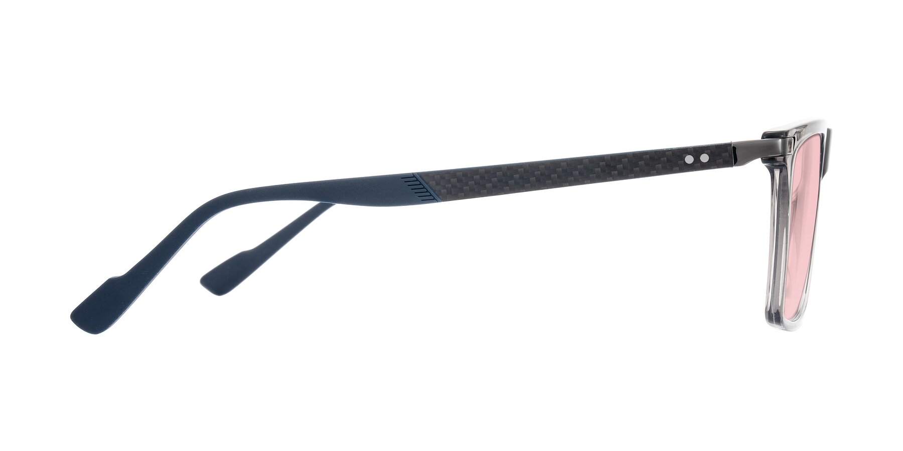 Side of Zephyr in Transparent Gray with Light Garnet Tinted Lenses