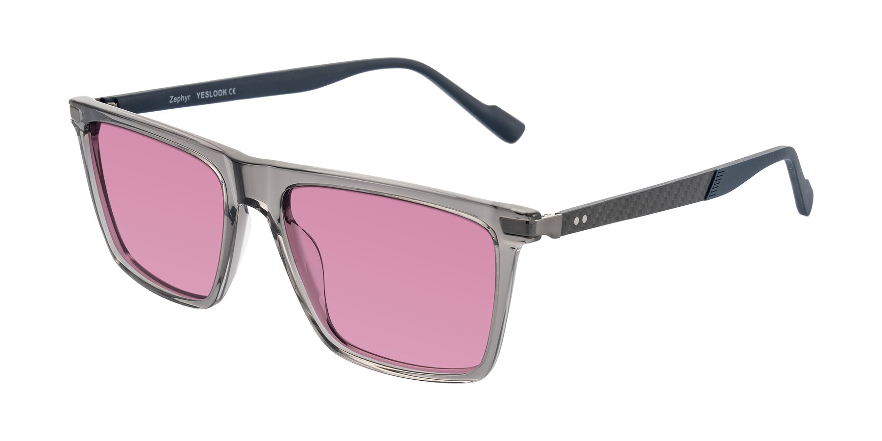 Angle of Zephyr in Transparent Gray with Medium Wine Tinted Lenses