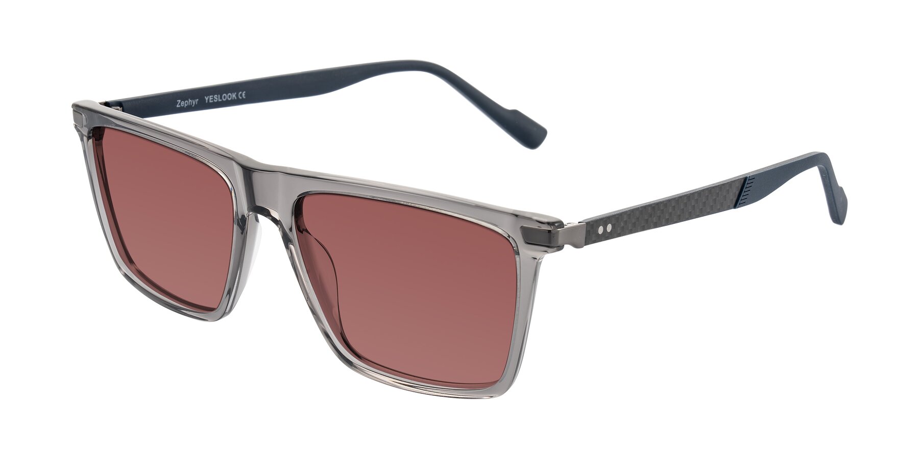 Angle of Zephyr in Transparent Gray with Garnet Tinted Lenses